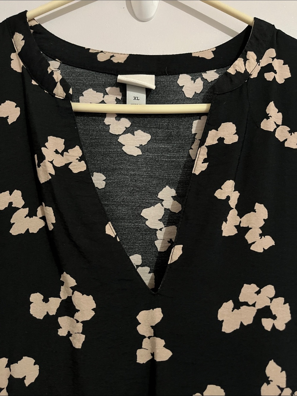 a new day Black Dress with Cream Print women’s xl high pockets long sleeve - Picture 4 of 8